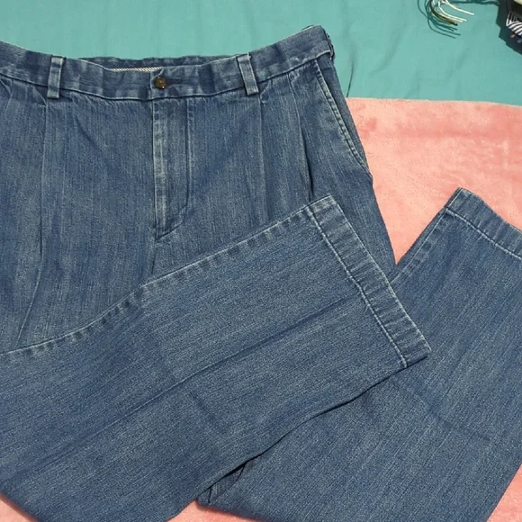 Roundtree & Yorke Casual Blue Denim Pants - Picture 1 of 4